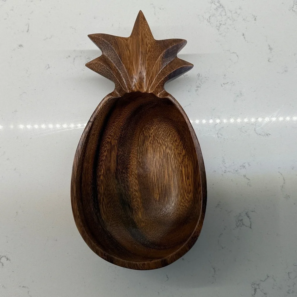 70s VINTAGE BOHO WOOD DISH TRAY MONKEY POD WOOD DISH HAWAII HOME DECOR ACCENT - Picture 1 of 4